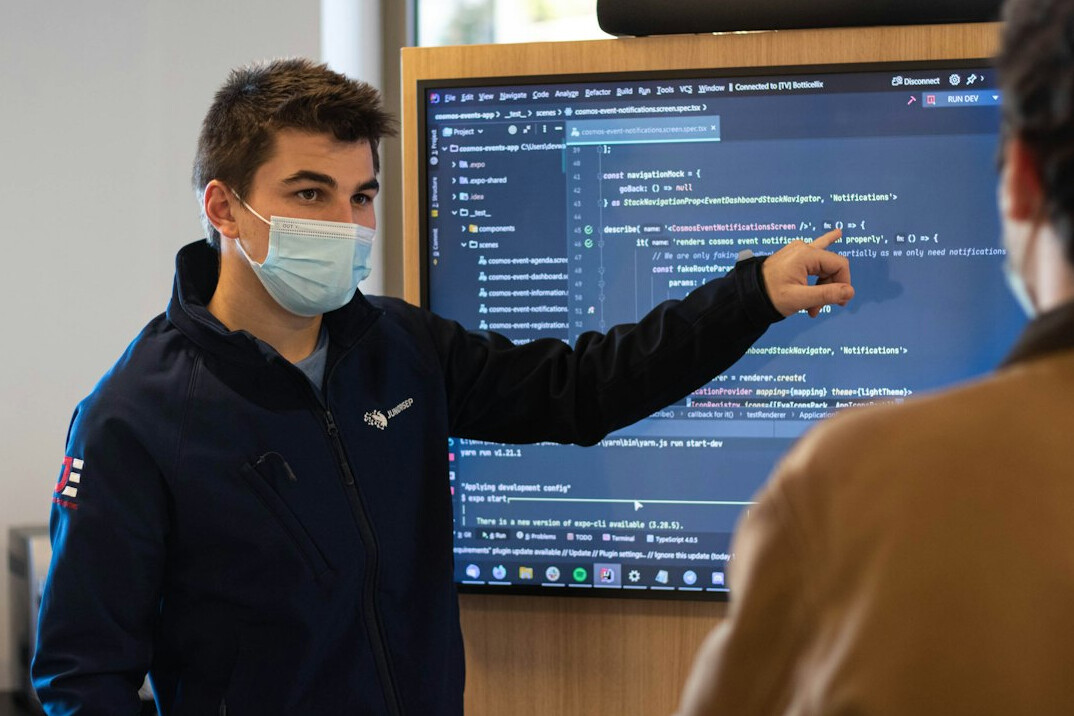 group of students in coding class